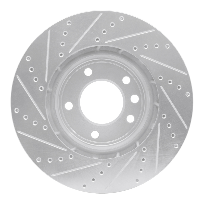 Porsche Cayenne Brake Rotor (1) - Right Front - R1 Concepts - Drilled & Slotted - Silver - `03-`18